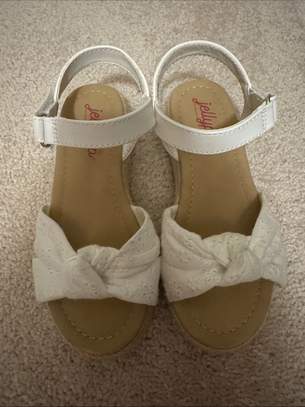 Jellypop White Eyelet Knot Ankle-Strap Sandals